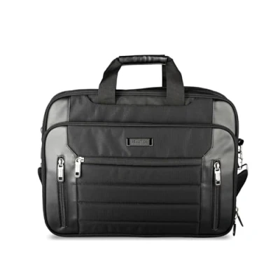 Image of Kenneth Cole Reaction Keystone Computer Case with Zip Top, Black, 17&quot; Laptop Portfolio