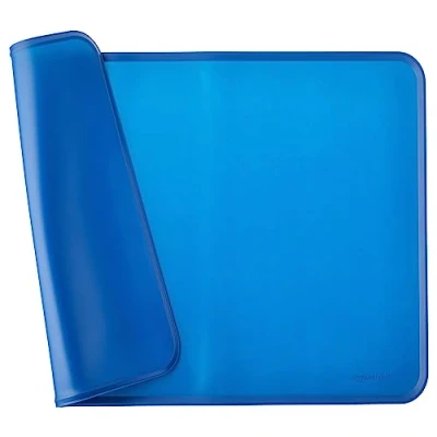Image of Amazon Basics Waterproof Anti Slip Silicone Placemat Pet Food and Water Bowl Mat, Easy to Clean, Solid, 61 x 41 cm, Blue, Pack of 1