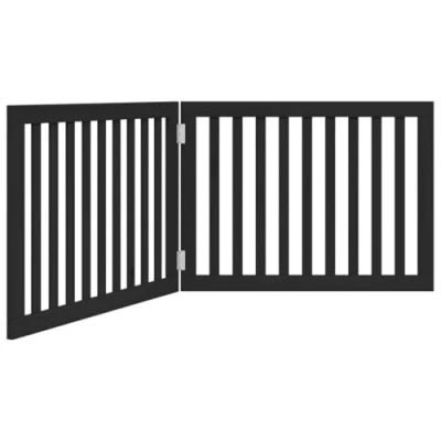 Image of vidaXL Dog Gate Foldable 2 Panels Black Poplar Wood Pet Barrier 160 cm