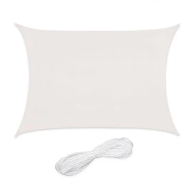 Image of Relaxdays Sun Sail Shade, Triangular Awning, 2 x 4 m, HDPE Fabric, for Patio &amp; Garden, with Tensioning Ropes, White, 2x4m
