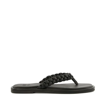 Image of Dune London Womens Ladies LOXX Braided Strap Flat Sandals Black Leather (archived) Size UK 4