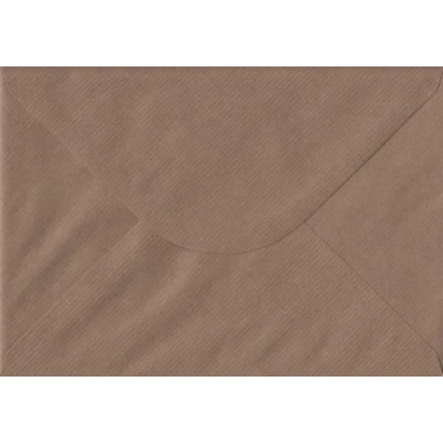 Image of Pack of 100 Brown Ribbed 152mm x 216mm Gummed A5 Card Coloured Envelopes 100gsm Paper