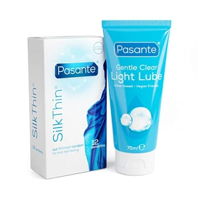 Image of Pasante Silk Thin Condoms 12 Pack + Light Lubricant