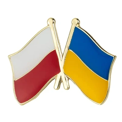 Image of Poland Polish &amp; Ukraine National Friendship Flag Metal Enamel Pin Badge
