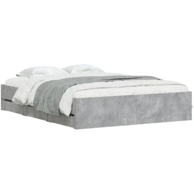 Image of vidaXL Bed Frame with Drawers without Mattress Concrete Grey 150x200 cm King Size