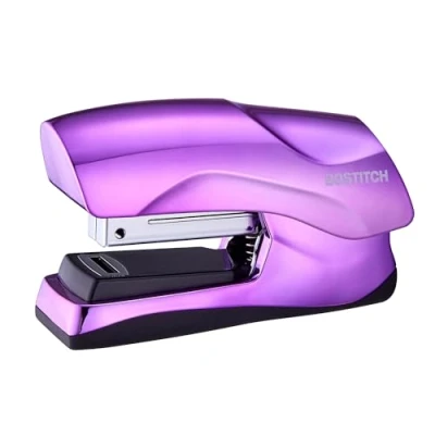 Image of Bostitch Office Heavy Duty Stapler, 40 Sheet Capacity, No Jam, Half Strip, Fits into The Palm of Your Hand, for Classroom, or Desk, Metallic Purple