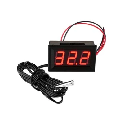 Image of FBBULES 12V Digital Thermometer with Probe Water Temperature Meter Gauge Waterproof Electronic for Aquarium Fish Tank Refrigerator,Red