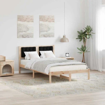 Image of vidaXL Bed Frame with Headboard Black 135 x 190 cm Fabric