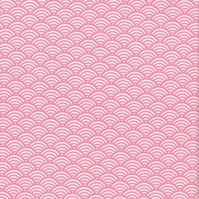 Image of Textiles français Japanese Scales fabric Rose Pink and White 100% Cotton Designer Print 160 cm (63) wide Per half metre length increment*
