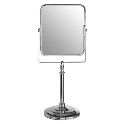 Image of Premier Housewares Vanity Mirror, Bathroom, Makeup, Square, Chrome Iron, Cassini, 36cm Silver
