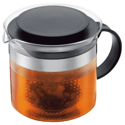 Image of Bodum Bistro Nouveau Tea Press, Borosilicate Glass, Plastic Infuser 1.5 L, Black