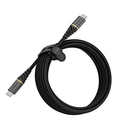 Image of OtterBox Premium Reinforced Braided USB C to Cable, Fast Charging Cable for Smartphone and Tablet, Ultra Rugged, Bend Flex Tested, 3M, Black