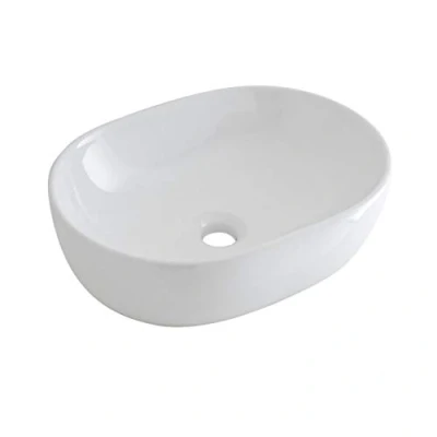 Image of Milano Overton Modern White Ceramic Oval Countertop Bathroom Basin Sink 480mm x 350mm
