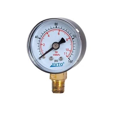Image of JIVTO Dry Pressure Gauge, 1 1/2&quot; Dia,0 160 Psi,0 11 Bar, 1/8&quot; BSPT Lower Mount, PC Window