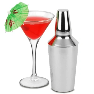 Image of bar@drinkstuff Manhattan Mini Cocktail Shaker 10oz Cobbler Shaker, Stainless Steel