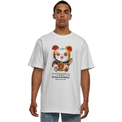 Image of Upscale by Mister Tee Welcome CAT Heavy Print Tshirt, Men&#039;s, Size: Medium, White