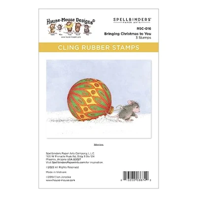 Image of Spellbinders Bringing Christmas to You Cling Rubber Stamp Set from The House Mouse Holiday Collection, Red