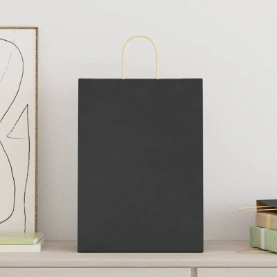Image of vidaXL Paper Bags 50 pcs with Handles Black 32x17x44 cm