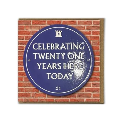 Image of Brainbox Candy Funny 21st Birthday Card &#039;Celebrating 21 Years&#039; Quality Embossed Cheeky Age For Him Her Son Daughter Friends