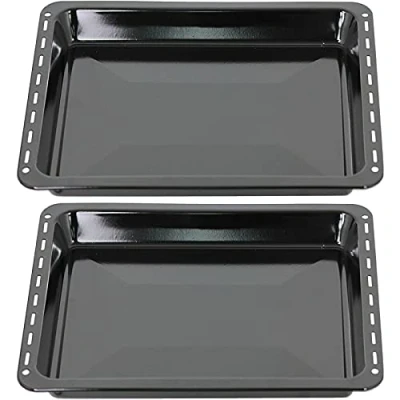 Image of SPARES2GO Roasting Pan Baking Tray Compatible with Zanussi Oven Cooker (455mm x 370mm, Pack of 2)