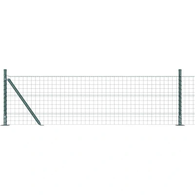 Image of vidaXL Euro Fence with 13 Flanged Posts 0.6x25 m Galvanised Steel