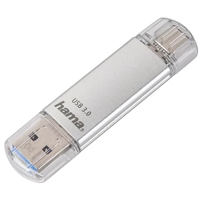 Image of Hama 64Gb USB Flash Drive with 3.0 &amp; 3.1 Type C Silver, 00124163