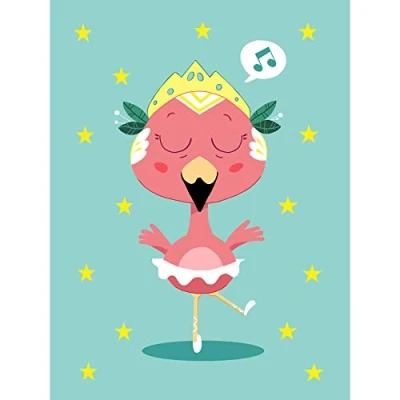 Image of Wee Blue Coo Kawaii Flamingo Ballet Large Wall Art Print Canvas Premium Poster