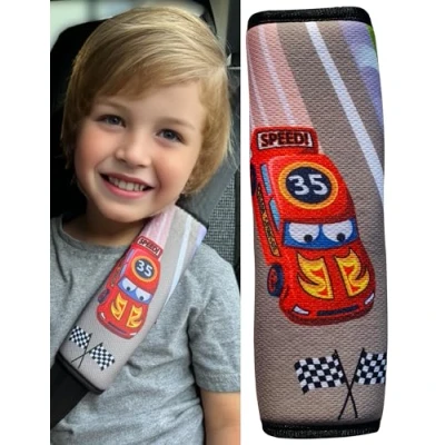 Image of HECKBO 1x Kids Car Seat Belt Pads Protectors Racing for and Babies Ideal Any Booster Bicycle