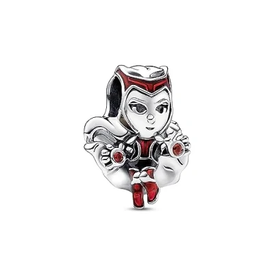 Image of Marvel Scarlet Witch sterling silver charm with salsa red crystal, transparent red, cerise and black enamel