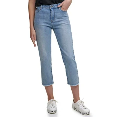 Image of DKNY Women&#039;s Rivington Slim Straight Crop Jeans, Faded Blue, 28