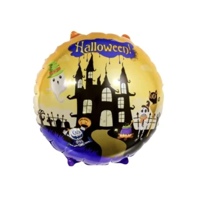 Image of Zebra Balloons Haunted House Round Halloween Foil Balloon, 45cm/18inch