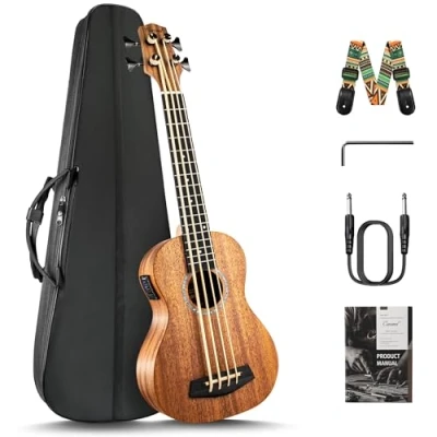 Image of Caramel CUB402 All Solid Mahogany Acoustic &amp; Electric Ukulele Bass UBass