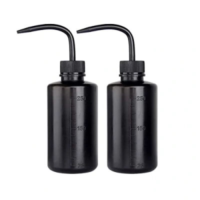 Image of 250ml Plastic Safety Wash Bottle, Black Lab Squeeze Bottle with Narrow Mouth and Scale Labels, Squirt For Plant Flower Succulent Watering 2 Packs