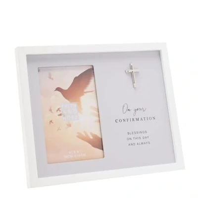 Image of Widdop Faith and Hope Grey Frame Confirmation Photo 4&quot; x 6&quot; Wooden Material Religious Commerative Gift Picture