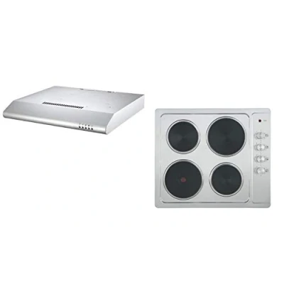 Image of Cookology Electric Hob &amp; Hood Pack Solid Plate 60cm Stainless Steel Visor Cooker