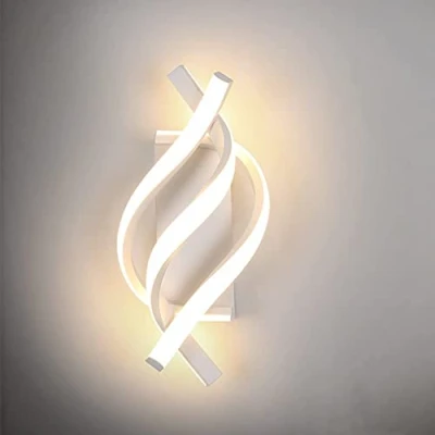 Image of Comely Modern LED Wall Light Indoor, 22W Spiral Lamps for Bedroom, White Sconce Lights Acrylic Bedroom Living Room Hallway Stairs Hotel, Warm 3000K
