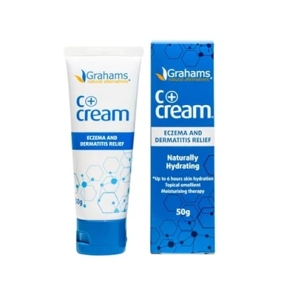 Image of Grahams Natural C+ Eczema Relief Cream Nourishes &amp; Soothes Dermatitis, Inflammation, Redness Treatment for Irritated, Dry Skin All Ingredients with Manuka honey, Steroid Free (1 x 50g)