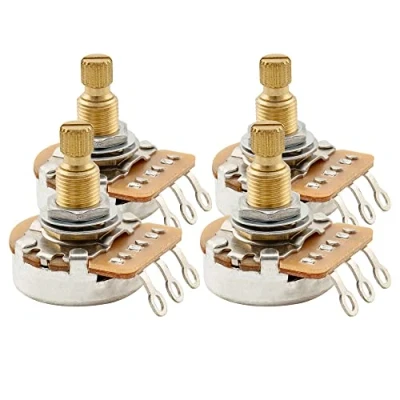 Image of Musiclily Pro HD B500K Full Brass Metric Coarse 18 Spline Split Shaft Pots Linear Taper Potentiometers for Electric Guitar Bass (Set of 4)