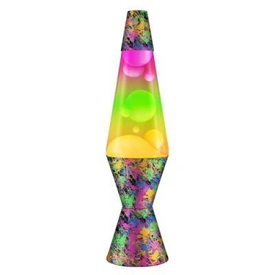 Image of Lava Lamp 2142, Hand Painted Tri Color Globe, White Wax, Clear Liquid, Decorative Base and Cap, Original 14.5 inch Motion to Illuminate Your Mood, Paintball