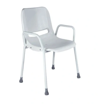 Image of Aidapt Milton Shower Chair Fixed Height Backrest For Comfort,Non Slip Rubber Ferrules,Armrests,No Tools Required,Delivered Assembled Elderley,Disabled,Pregnant,Unsteady on Feet