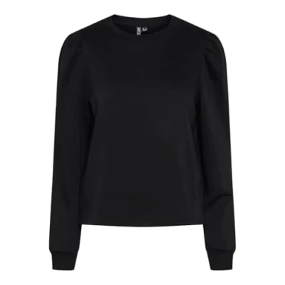 Image of PIECES Women&#039;s Pcchilli Ls Puff Sweat Noos Cp Bc Sweatshirt, Black, L
