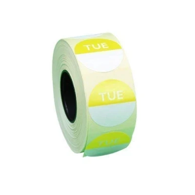Image of We Can Source It Ltd Day Dots Food Labels Tuesday (Yellow) 1 Roll 1000 Stickers Per Removable/Peel Adhesive Hygiene Labels, Rotation for Commercial Kitchens