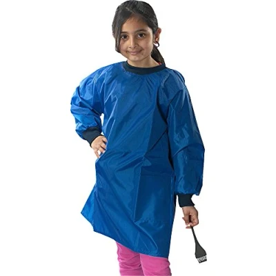 Image of ND Sports Kids Waterproof Art Smock Long Sleeve Painting Apron for Boys &amp; Girls Protective Artist with Front Pocket Ideal Crafts, Cooking, School Home Activities (White, 12 14)