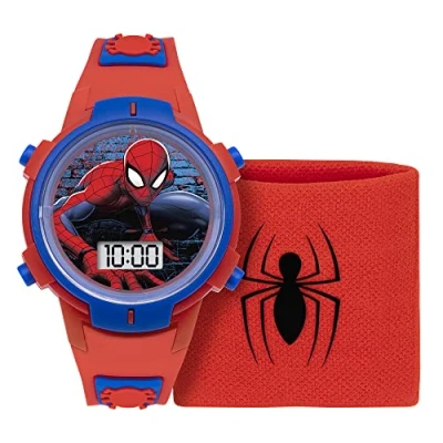 Image of Spiderman Boys Digital Quartz Watch with Silicone Strap SPD40012ARG
