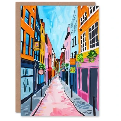 Image of Artery8 Greeting Card Carnaby Street London Vibrant Colourful Painting Blank For Him Or Her Art Birthday