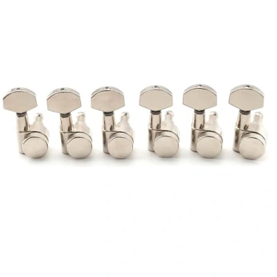 Image of Musiclily Pro 6 in line 15:1 Ratio 2 Pin Full Sealed Locking Machine Heads Tuners Tuning Pegs Keys with Hex Button for SQ Strat Tele Style Electric Guitar, Nickel