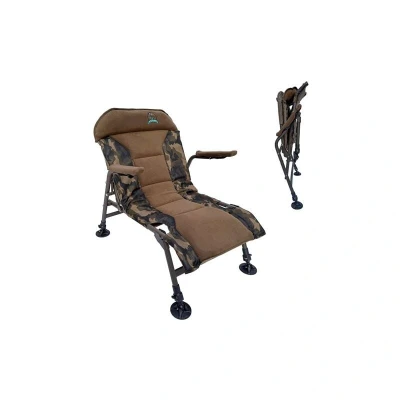 Image of CARPZILLA Foldable Fishing Chair Armchair Adjustable Legs Rotating Feet Durable Portable Oxford Fabric Heavy Duty Padded 4CM Cushion 150KG Weight Limit Camping Equipment Accessories Camo