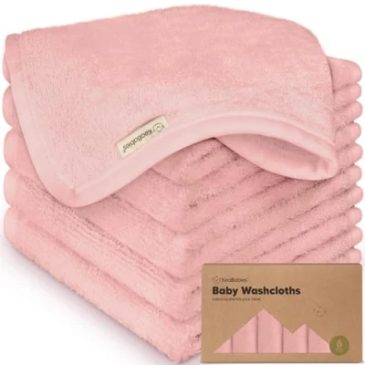 Image of 6 Pack Baby Washcloths Soft Viscose Derived from Bamboo Washcloth, Wash Cloths, Cloth for Newborn, Kids, Bath Towels, Face Towel, Cloths Washing Face(Rosy)