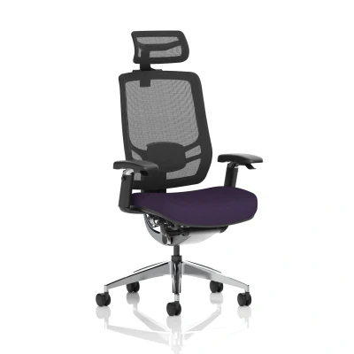 Image of Ergo Click Fabric Seat Tansy Purple Black Mesh Back with Headrest