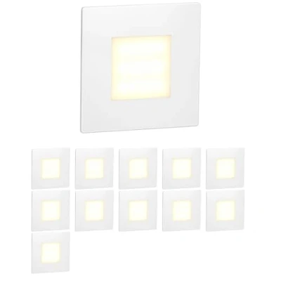 Image of ledscom.de 12 LED Staircase Light/recessed Wall Light FEX for Indoors and Outdoors, Angular, 85 x 85mm, Warm White